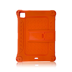 Funda Bumper Silicona y Plastico Mate Carcasa con Soporte H01 para Apple iPad Pro 11 (2021) Naranja