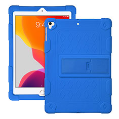 Funda Bumper Silicona y Plastico Mate Carcasa con Soporte H01 para Apple iPad Pro 9.7 Azul