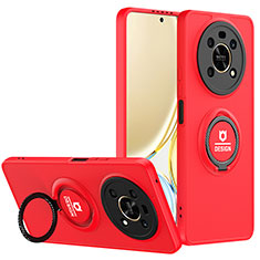 Funda Bumper Silicona y Plastico Mate Carcasa con Soporte H01P para Huawei Honor Magic4 Lite 4G Rojo y Negro