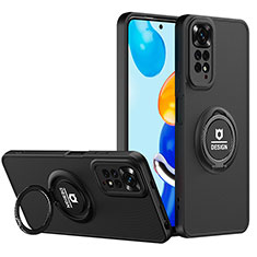 Funda Bumper Silicona y Plastico Mate Carcasa con Soporte H02P para Xiaomi Redmi Note 11 4G (2022) Negro