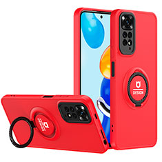 Funda Bumper Silicona y Plastico Mate Carcasa con Soporte H02P para Xiaomi Redmi Note 11 Pro 4G Rojo