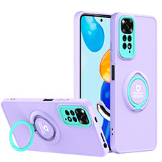 Funda Bumper Silicona y Plastico Mate Carcasa con Soporte H02P para Xiaomi Redmi Note 11 Pro 5G Morado