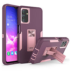 Funda Bumper Silicona y Plastico Mate Carcasa con Soporte J01S para Samsung Galaxy A04s Morado