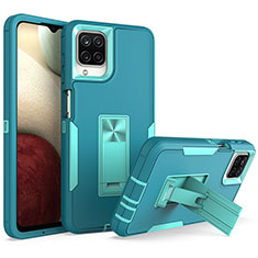 Funda Bumper Silicona y Plastico Mate Carcasa con Soporte J01S para Samsung Galaxy M12 Cian