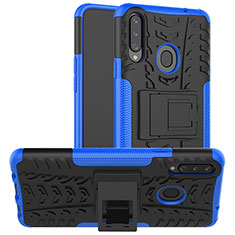 Funda Bumper Silicona y Plastico Mate Carcasa con Soporte J01X para Samsung Galaxy A20s Azul