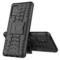 Funda Bumper Silicona y Plastico Mate Carcasa con Soporte J01X para Samsung Galaxy A51 4G Negro