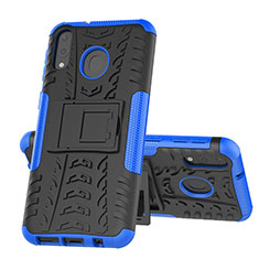 Funda Bumper Silicona y Plastico Mate Carcasa con Soporte J01X para Samsung Galaxy M20 Azul