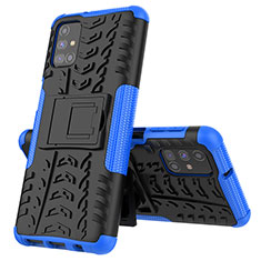 Funda Bumper Silicona y Plastico Mate Carcasa con Soporte J01X para Samsung Galaxy M31s Azul