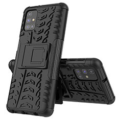 Funda Bumper Silicona y Plastico Mate Carcasa con Soporte J01X para Samsung Galaxy M31s Negro