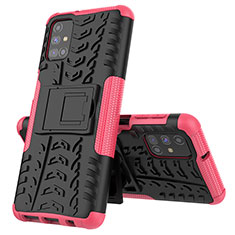 Funda Bumper Silicona y Plastico Mate Carcasa con Soporte J01X para Samsung Galaxy M31s Rosa Roja