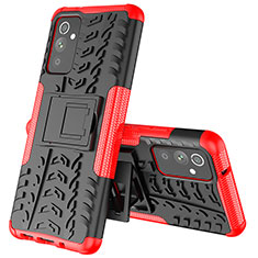 Funda Bumper Silicona y Plastico Mate Carcasa con Soporte J01X para Samsung Galaxy Quantum2 5G Rojo