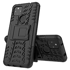 Funda Bumper Silicona y Plastico Mate Carcasa con Soporte JX1 para Google Pixel 5 XL 5G Negro