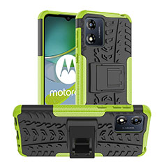 Funda Bumper Silicona y Plastico Mate Carcasa con Soporte JX1 para Motorola Moto E13 Verde
