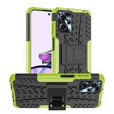 Funda Bumper Silicona y Plastico Mate Carcasa con Soporte JX1 para Motorola Moto G13 Verde