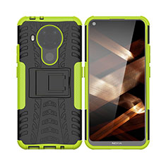 Funda Bumper Silicona y Plastico Mate Carcasa con Soporte JX1 para Nokia 5.4 Verde