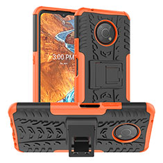 Funda Bumper Silicona y Plastico Mate Carcasa con Soporte JX1 para Nokia G300 5G Naranja