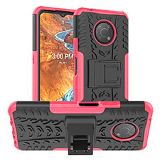 Funda Bumper Silicona y Plastico Mate Carcasa con Soporte JX1 para Nokia G300 5G Rosa Roja