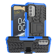 Funda Bumper Silicona y Plastico Mate Carcasa con Soporte JX1 para Nokia G400 5G Azul