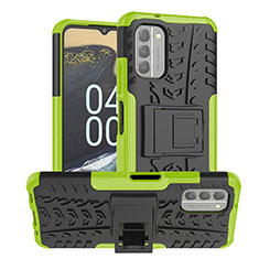 Funda Bumper Silicona y Plastico Mate Carcasa con Soporte JX1 para Nokia G400 5G Verde