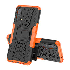 Funda Bumper Silicona y Plastico Mate Carcasa con Soporte JX1 para OnePlus Nord CE 5G Naranja