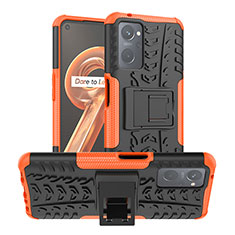 Funda Bumper Silicona y Plastico Mate Carcasa con Soporte JX1 para Oppo A96 4G Naranja