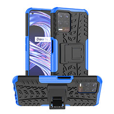 Funda Bumper Silicona y Plastico Mate Carcasa con Soporte JX1 para Realme 8i Azul