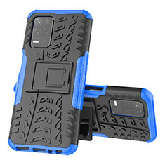 Funda Bumper Silicona y Plastico Mate Carcasa con Soporte JX1 para Realme 8s 5G Azul
