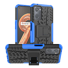 Funda Bumper Silicona y Plastico Mate Carcasa con Soporte JX1 para Realme 9i 4G Azul