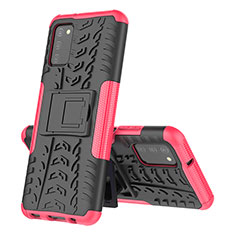 Funda Bumper Silicona y Plastico Mate Carcasa con Soporte JX1 para Samsung Galaxy A03s Rosa Roja