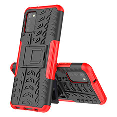 Funda Bumper Silicona y Plastico Mate Carcasa con Soporte JX1 para Samsung Galaxy M02s Rojo