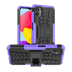 Funda Bumper Silicona y Plastico Mate Carcasa con Soporte JX1 para Samsung Galaxy M13 5G Morado