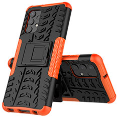 Funda Bumper Silicona y Plastico Mate Carcasa con Soporte JX1 para Samsung Galaxy M32 5G Naranja