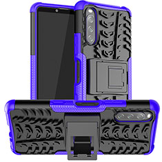 Funda Bumper Silicona y Plastico Mate Carcasa con Soporte JX1 para Sony Xperia 10 III Morado
