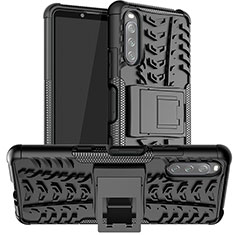 Funda Bumper Silicona y Plastico Mate Carcasa con Soporte JX1 para Sony Xperia 10 III Negro