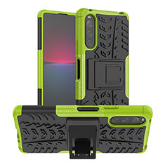 Funda Bumper Silicona y Plastico Mate Carcasa con Soporte JX1 para Sony Xperia 10 V Verde