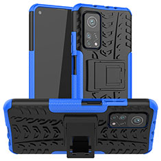 Funda Bumper Silicona y Plastico Mate Carcasa con Soporte JX1 para Xiaomi Mi 10T Pro 5G Azul