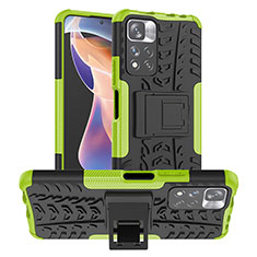 Funda Bumper Silicona y Plastico Mate Carcasa con Soporte JX1 para Xiaomi Mi 11i 5G (2022) Verde