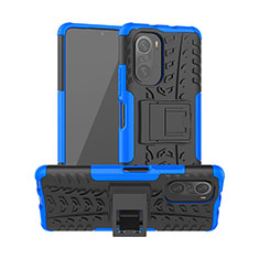Funda Bumper Silicona y Plastico Mate Carcasa con Soporte JX1 para Xiaomi Mi 11i 5G Azul