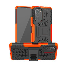 Funda Bumper Silicona y Plastico Mate Carcasa con Soporte JX1 para Xiaomi Mi 11X Pro 5G Naranja