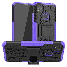 Funda Bumper Silicona y Plastico Mate Carcasa con Soporte JX1 para Xiaomi POCO C31 Morado