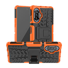 Funda Bumper Silicona y Plastico Mate Carcasa con Soporte JX1 para Xiaomi Poco F3 GT 5G Naranja