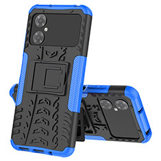 Funda Bumper Silicona y Plastico Mate Carcasa con Soporte JX1 para Xiaomi Poco M4 5G Azul