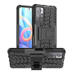 Funda Bumper Silicona y Plastico Mate Carcasa con Soporte JX1 para Xiaomi Poco M4 Pro 5G Negro