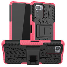 Funda Bumper Silicona y Plastico Mate Carcasa con Soporte JX1 para Xiaomi Poco X3 GT 5G Rosa Roja