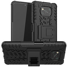 Funda Bumper Silicona y Plastico Mate Carcasa con Soporte JX1 para Xiaomi Poco X3 Negro