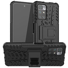 Funda Bumper Silicona y Plastico Mate Carcasa con Soporte JX1 para Xiaomi Redmi 10 4G Negro