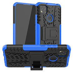 Funda Bumper Silicona y Plastico Mate Carcasa con Soporte JX1 para Xiaomi Redmi 10A 4G Azul