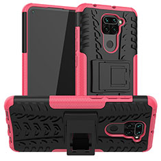 Funda Bumper Silicona y Plastico Mate Carcasa con Soporte JX1 para Xiaomi Redmi 10X 4G Rosa Roja