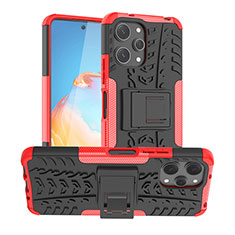 Funda Bumper Silicona y Plastico Mate Carcasa con Soporte JX1 para Xiaomi Redmi 12 4G Rojo