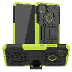 Funda Bumper Silicona y Plastico Mate Carcasa con Soporte JX1 para Xiaomi Redmi 9C NFC Verde